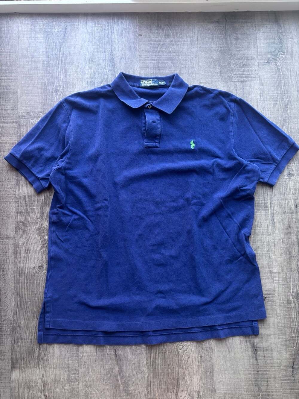 Vintage Polo Ralph Lauren Men's Blue Classic-Fit Mesh Polo Shirt XL